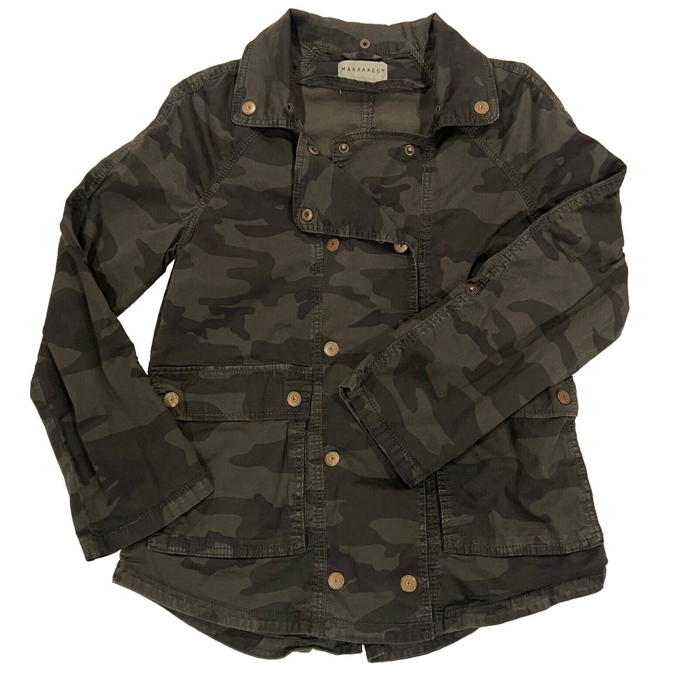 Marrakech Women's Camo Anorak Jacket Large Front Zip‎ and Snap Closure
